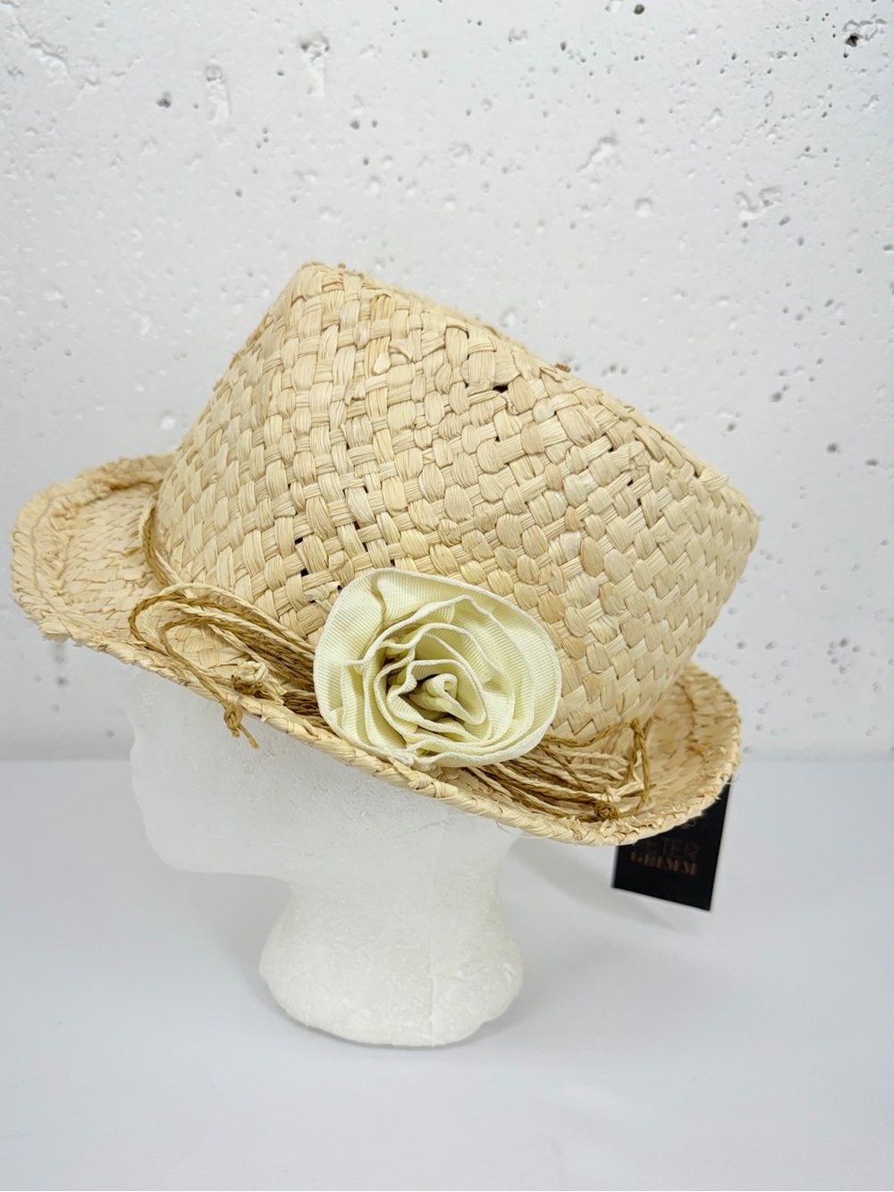 Peter Grimm Straw Pork Pie Fedora Hat New